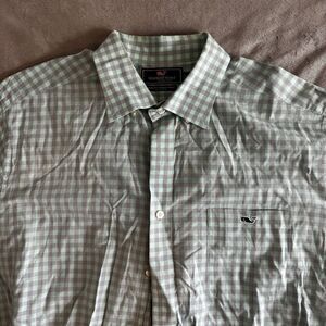 Vineyard Vines Men's Tucker Slim Fit Green Gray Cotton Button-Down XL